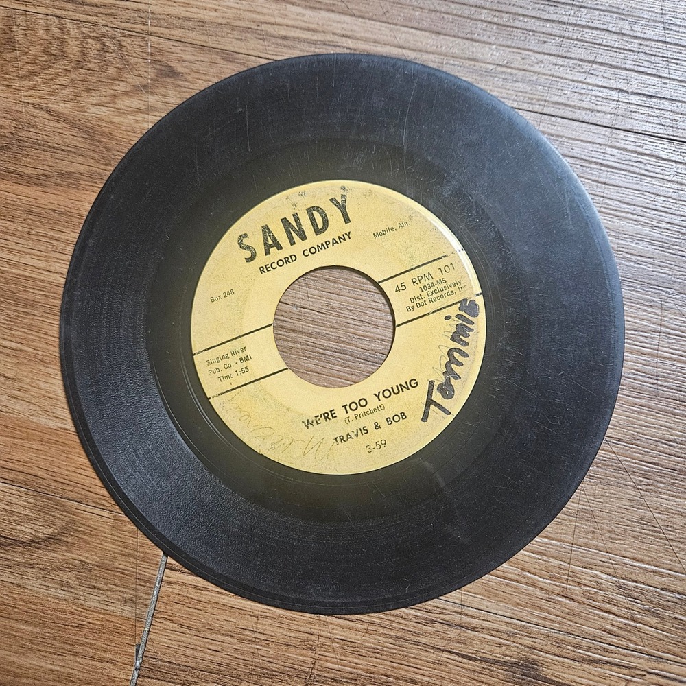 Travis & Bob – Tell Him No Sandy Record Company 1959 3-59 Vinyl 45 RPM 12" VG/VG